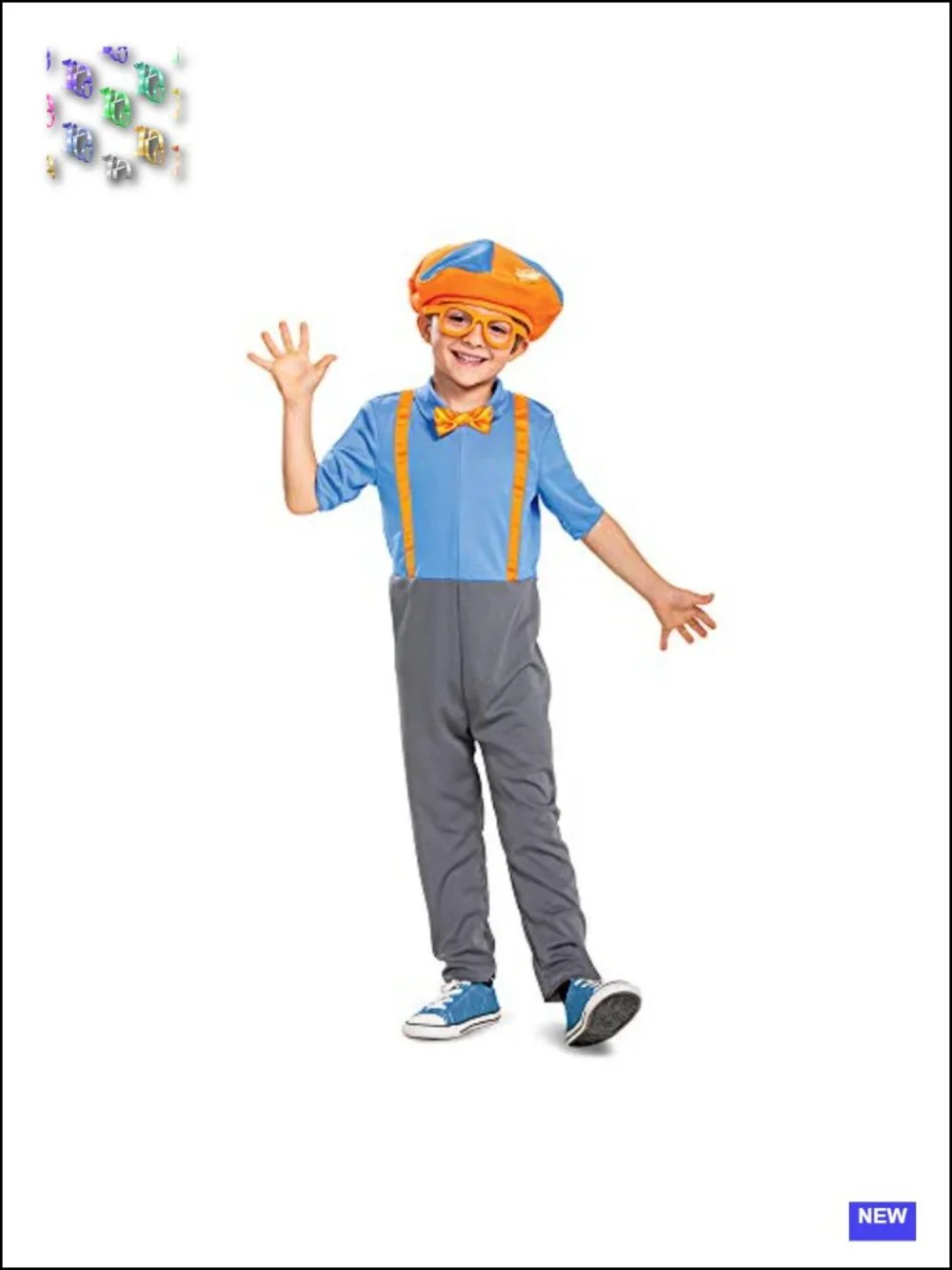 Official Blippi Costume Jumpsuit with Hat and Bowtie Toddler Size Large 4-6